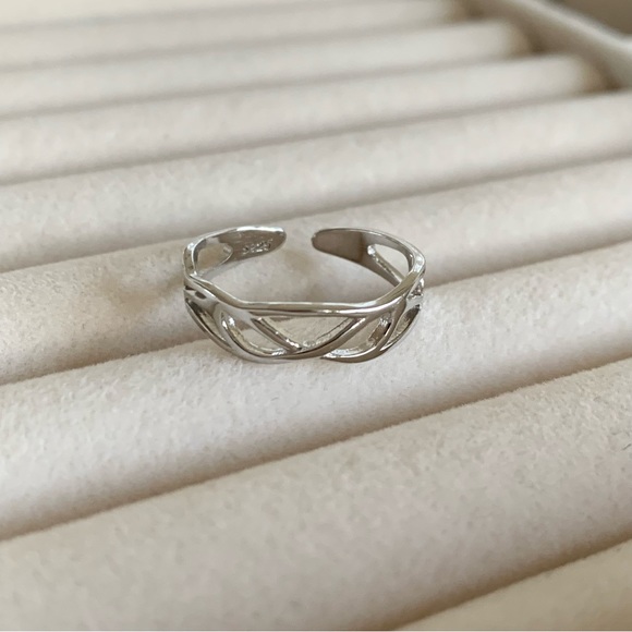 Silver ring Net ring sterling silver ring stacking ring - Picture 1 of 3